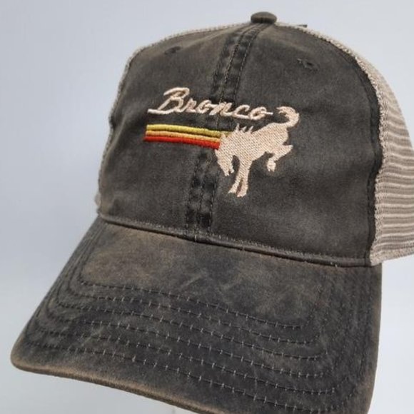 Bronco Relaxed Trucker Mesh Snapback Hat Cap Embroidered Brown Tan 4x4 Ford Out - Picture 1 of 4